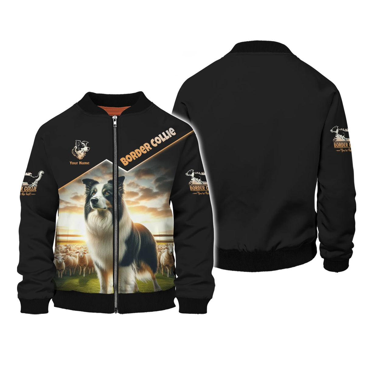 Blisscorners 3D Full Print Border Collie On Sheep Farm T-Shirts Personalized Name Gift For Dogs Lovers