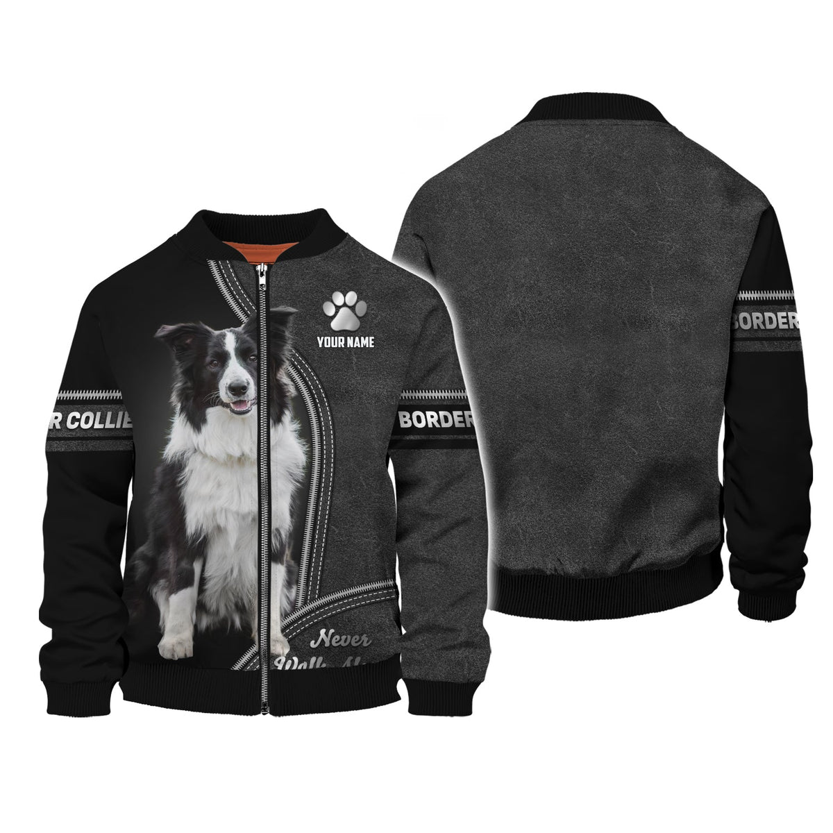 Blisscorners Border Collie Never Walk Alone Custom T-Shirts Border Collie 3D Shirt Gift For Dog Lover
