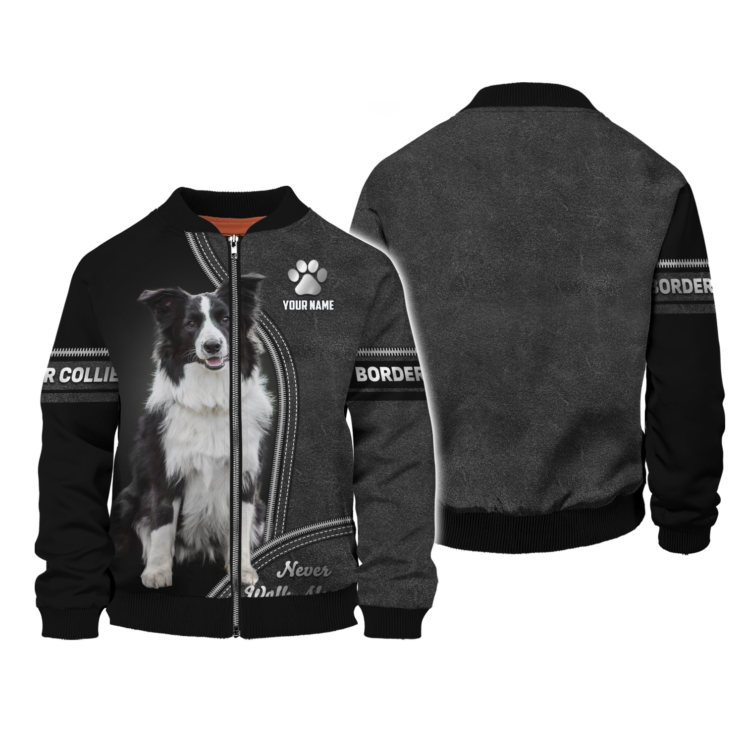 Blisscorners Border Collie Never Walk Alone Custom T-Shirts Border Collie 3D Shirt Gift For Dog Lover