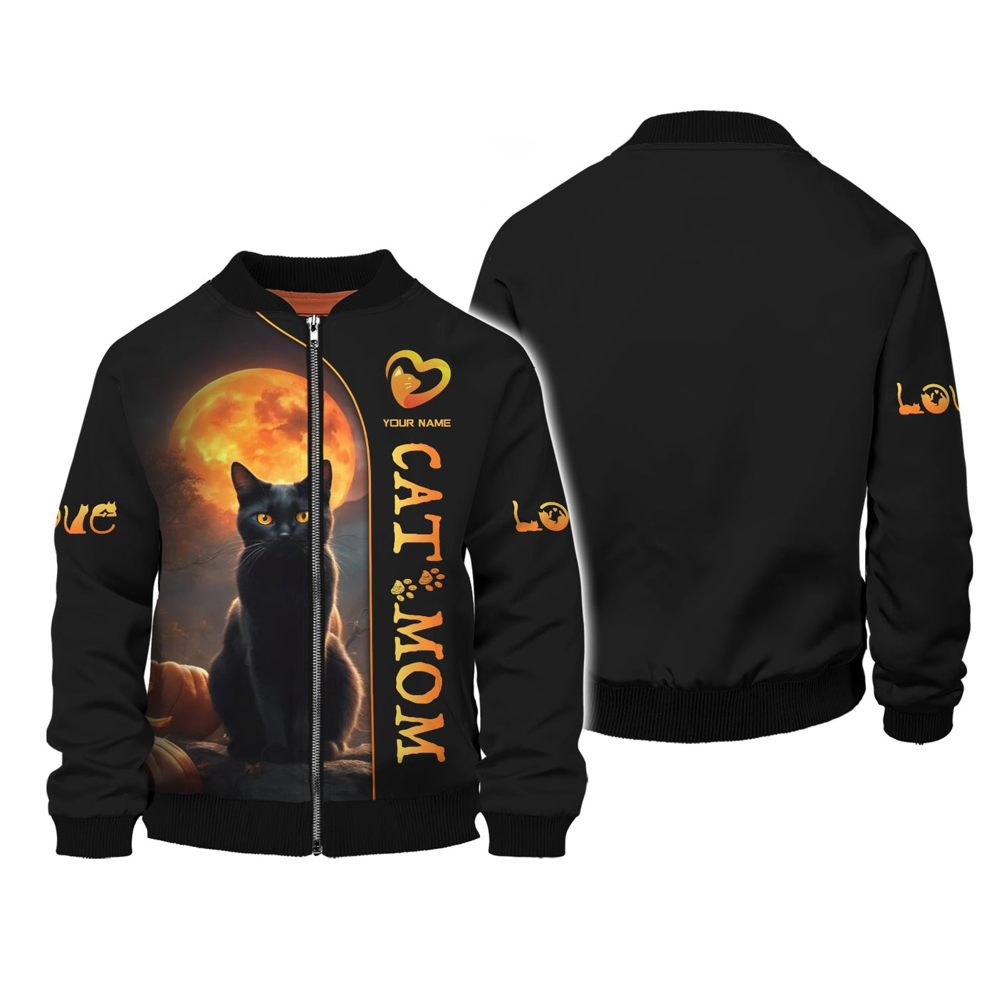 Blisscorners Black Cat With Moon Custom Name Cat Mom 3D Shirt Gift For Cat Lovers