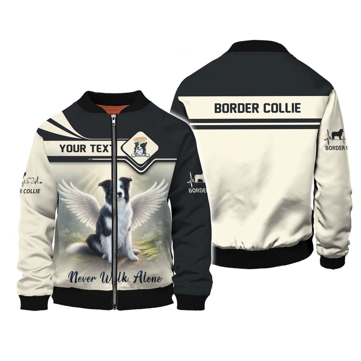 Blisscorners Border Collie Custom Name 3D Shirt Never Walk Alone Gift For Dog Lovers