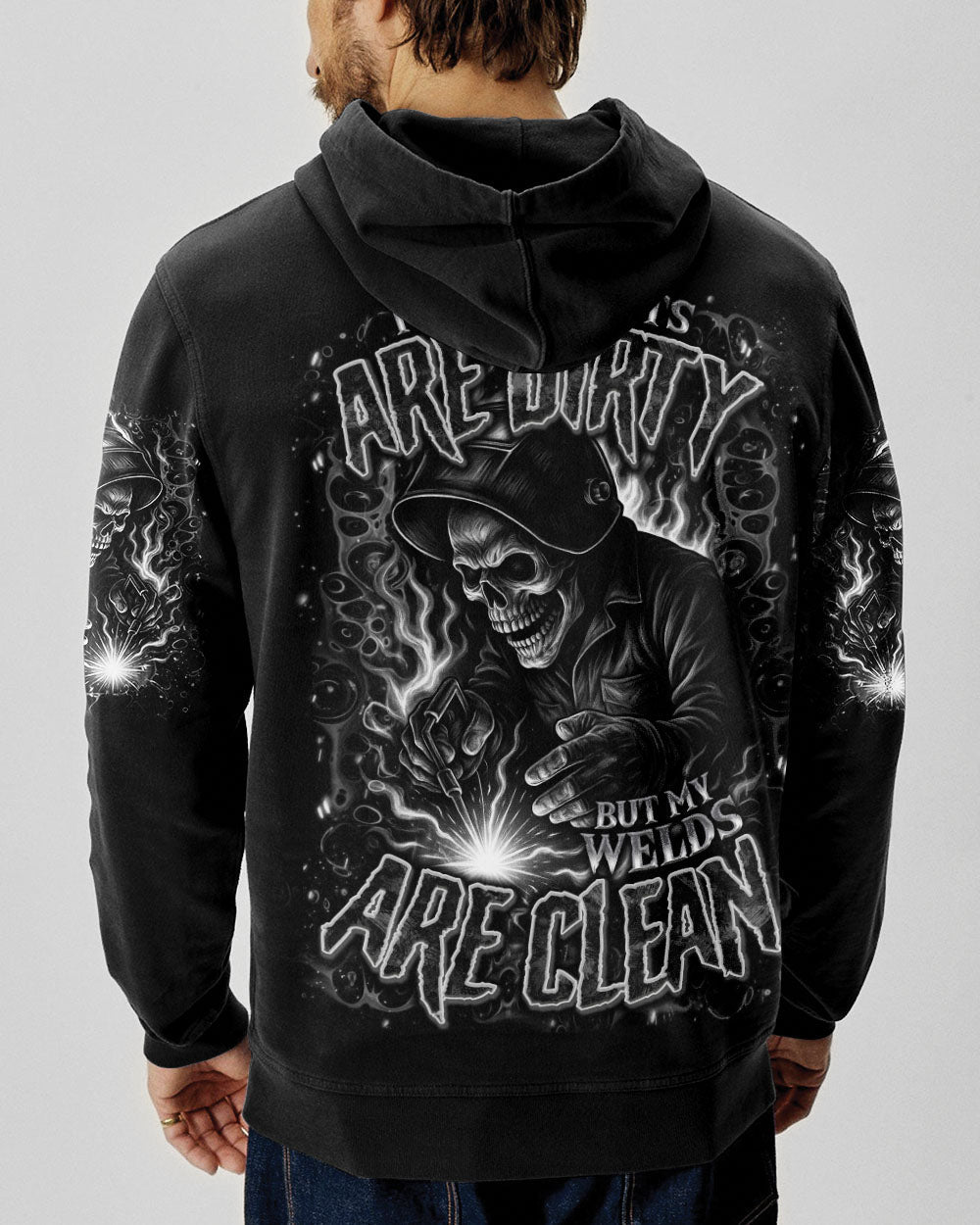 BLISSCORNERS I MAY BE OLD BUT I WAS A MECHANIC SKULL ALL OVER PRINT