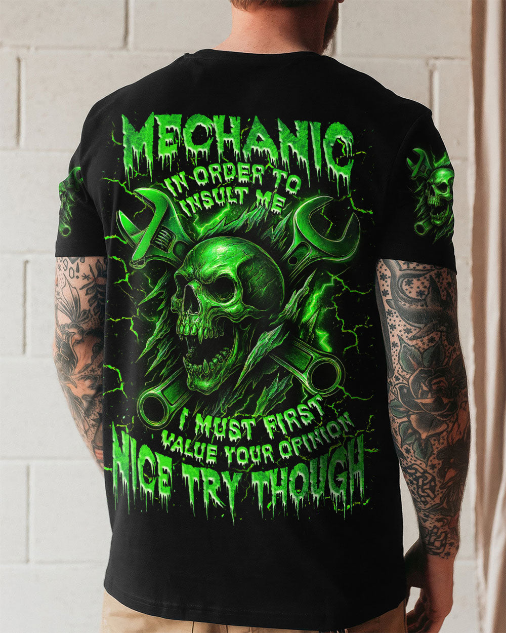 BLISSCORNERS MECHANIC IN ORDER TO INSULT ME SKULL ALL OVER PRINT