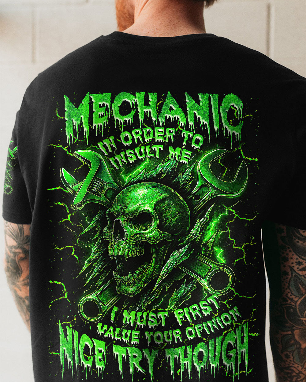 BLISSCORNERS MECHANIC IN ORDER TO INSULT ME SKULL ALL OVER PRINT