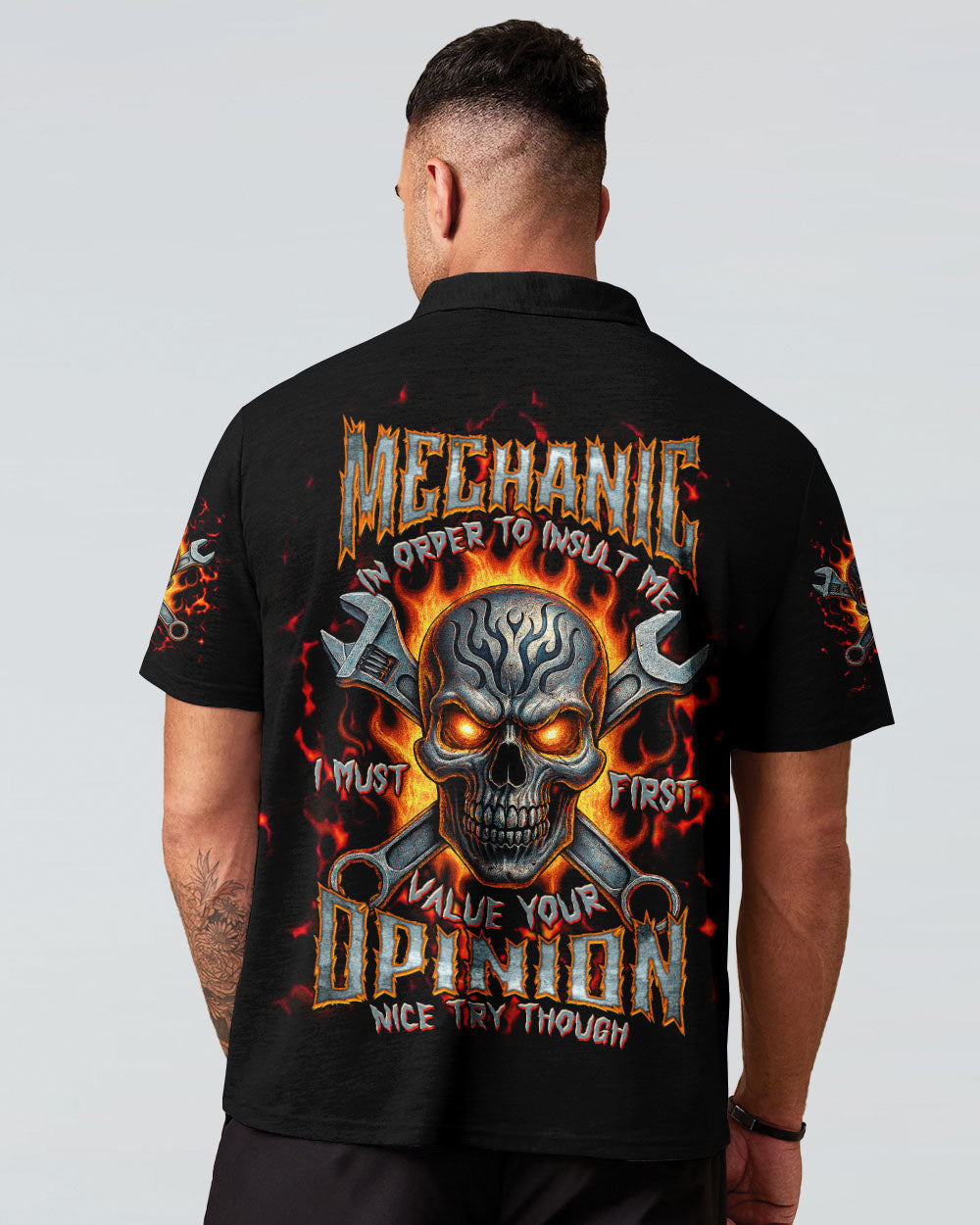 BLISSCORNERS DON'T MESS WITH A MECHANIC REAPER SKULL ALL OVER PRINT