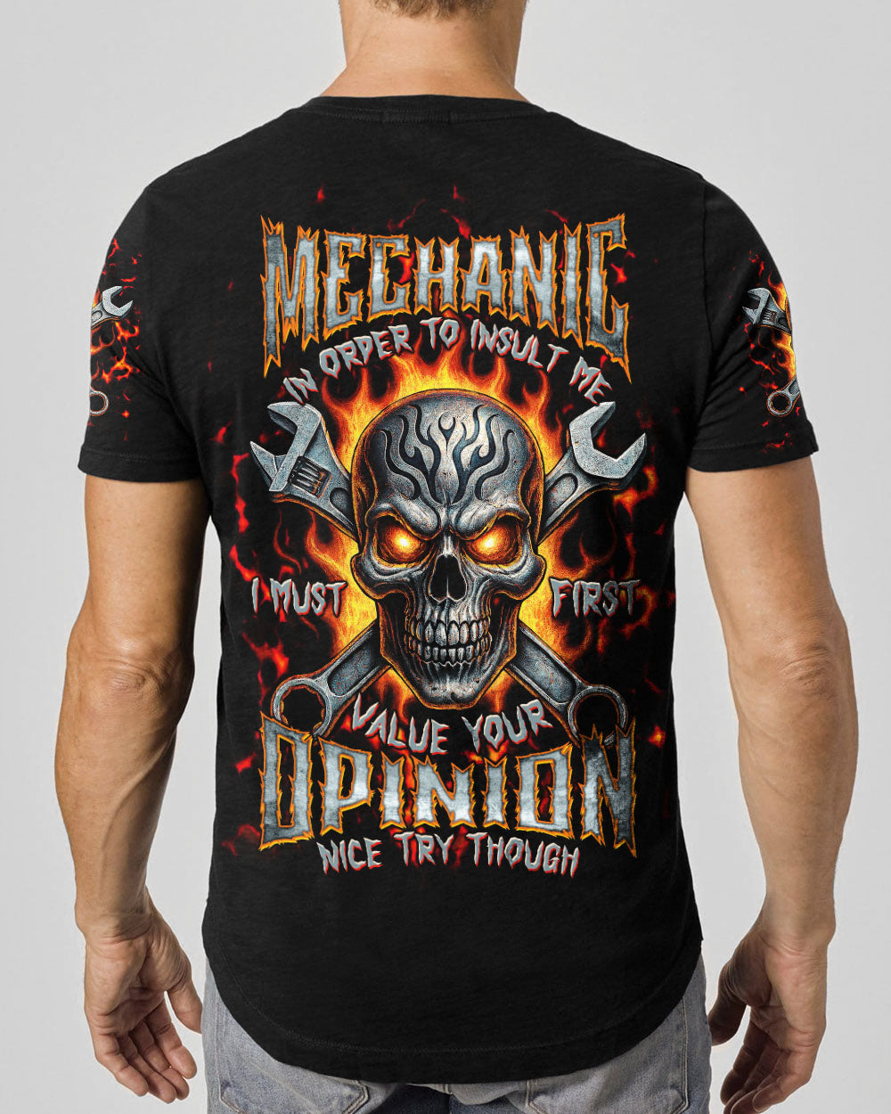 BLISSCORNERS DON'T MESS WITH A MECHANIC REAPER SKULL ALL OVER PRINT