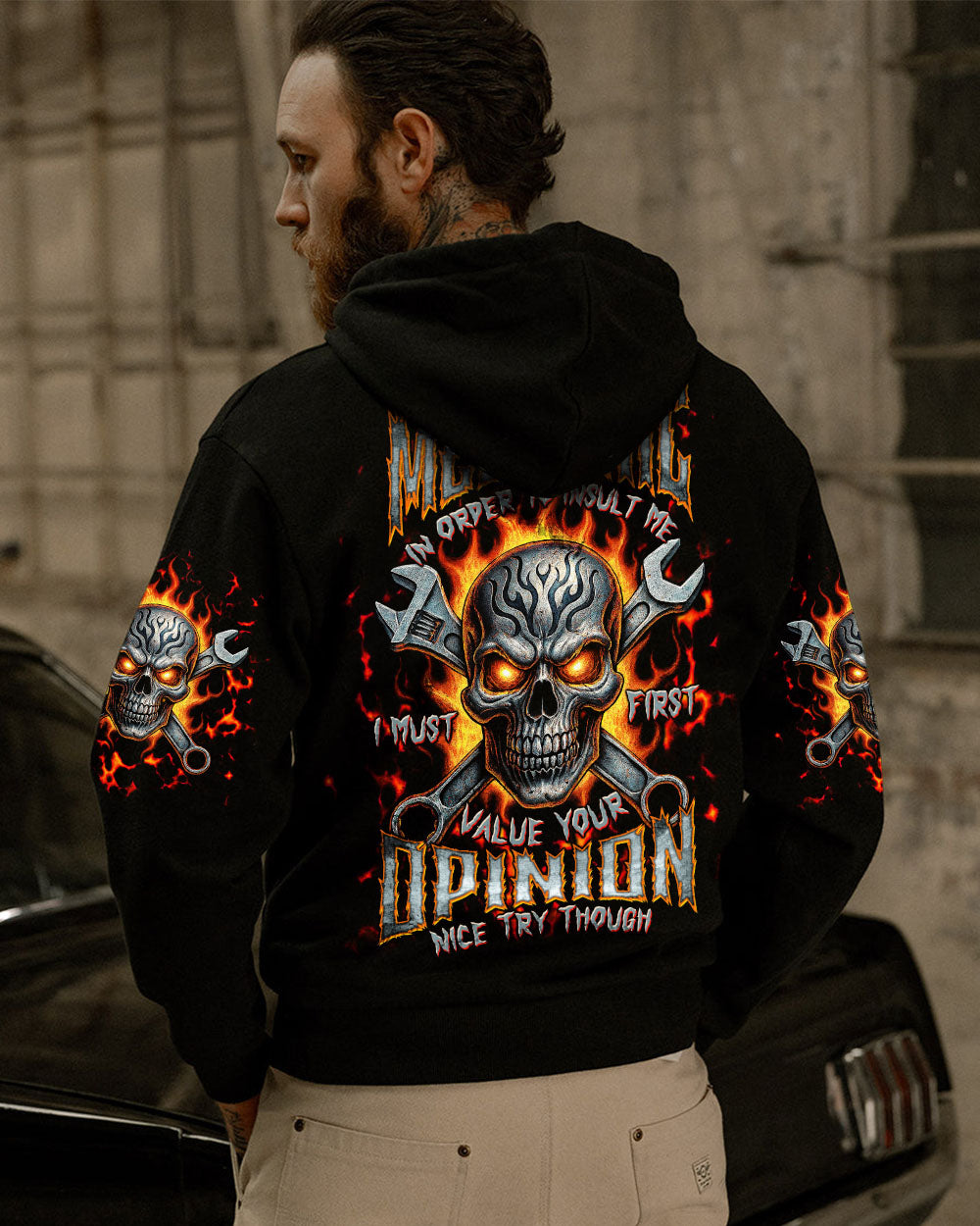 BLISSCORNERS DON'T MESS WITH A MECHANIC REAPER SKULL ALL OVER PRINT