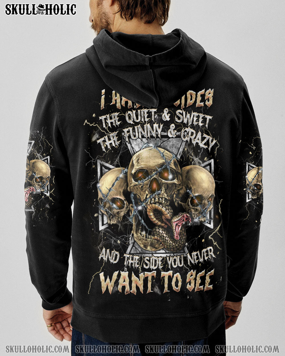 BLISSCORNERS I HAVE 3 SIDES 3 SKULLS ALL OVER PRINT