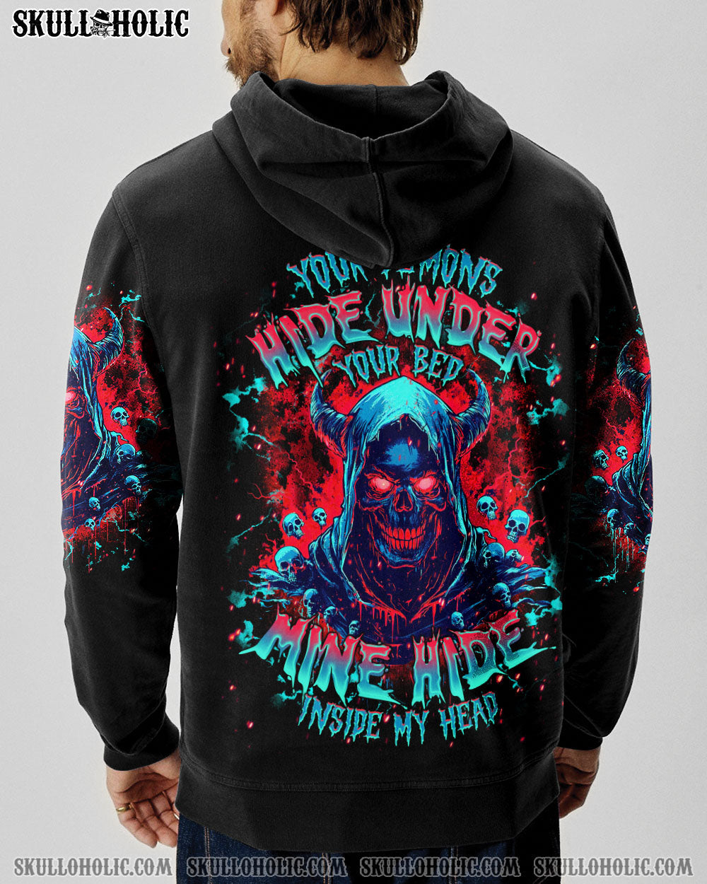 BLISSCORNERS YOUR DEMONS HIDE UNDER YOUR BED SKULL ALL OVER PRINT