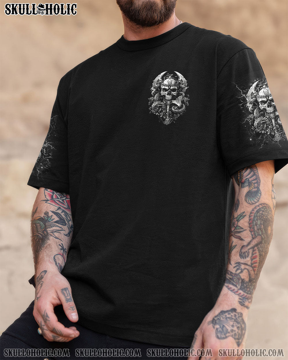 BLISSCORNERS HELLO DARKNESS MY OLD FRIEND AXE SKULL ALL OVER PRINT