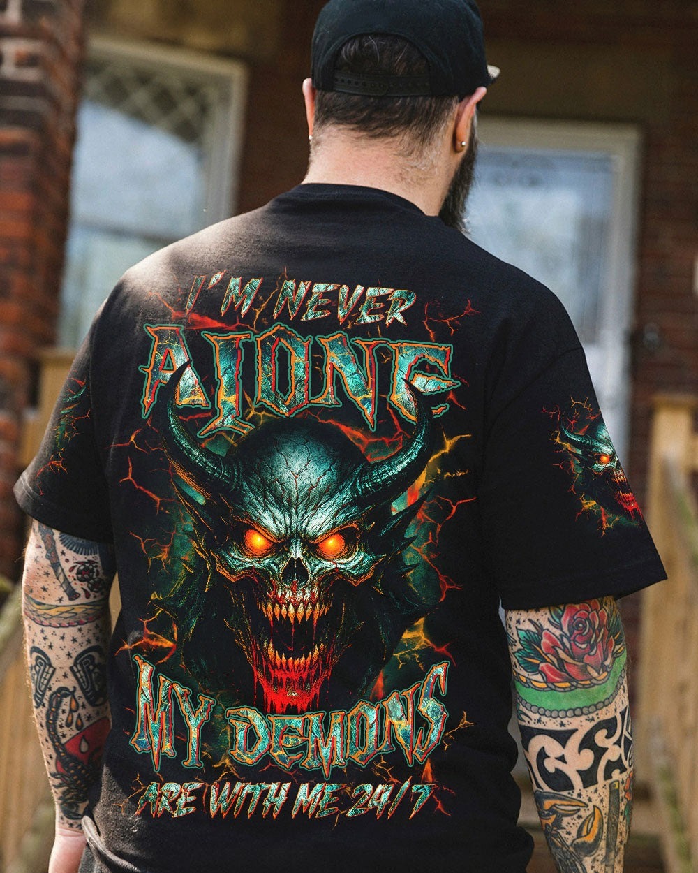 BLISSCORNERS I'M NEVER ALONE SKULL DEMON ALL OVER PRINT