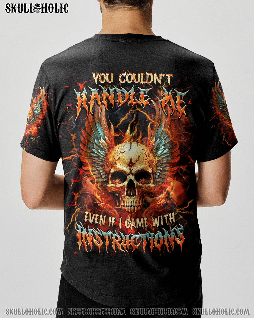 BLISSCORNERS YOU COULDN'T HANDLE ME SKULL WINGS ALL OVER PRINT