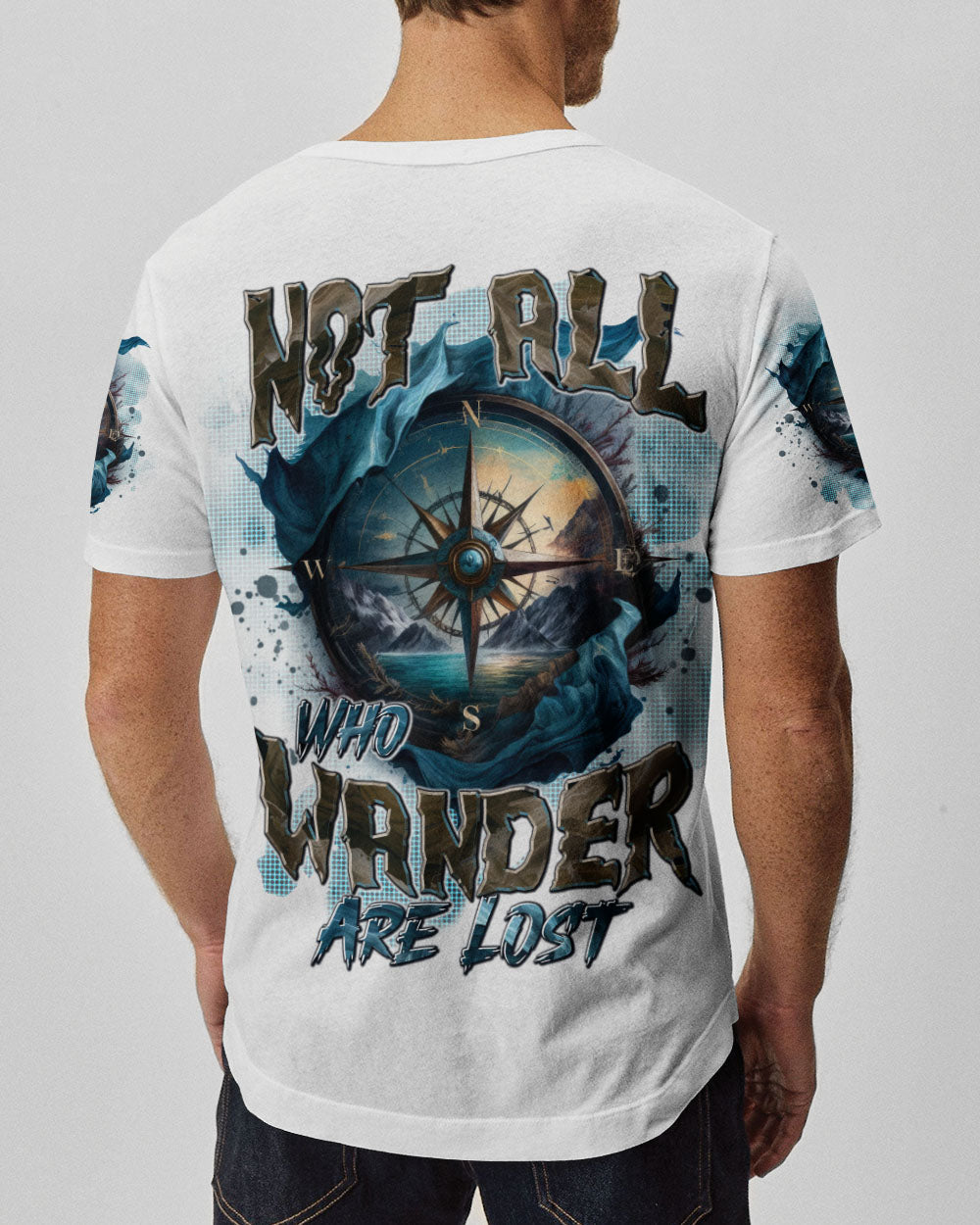 BLISSCORNERS NOT ALL WHO WANDER ARE LOST COMPASS ALL OVER PRINT