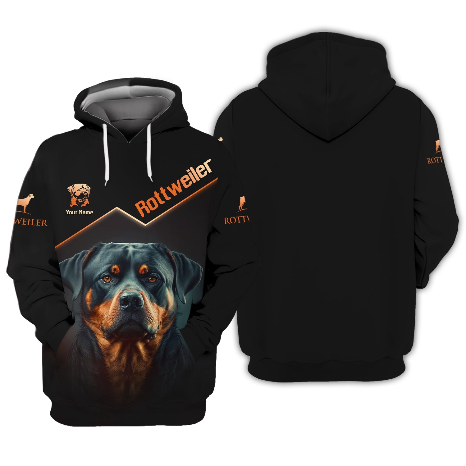 Blisscorners 3D Full Print Brave Rottweiler Zipper Hoodie Personalized Name Gift For Rottweiler Lovers