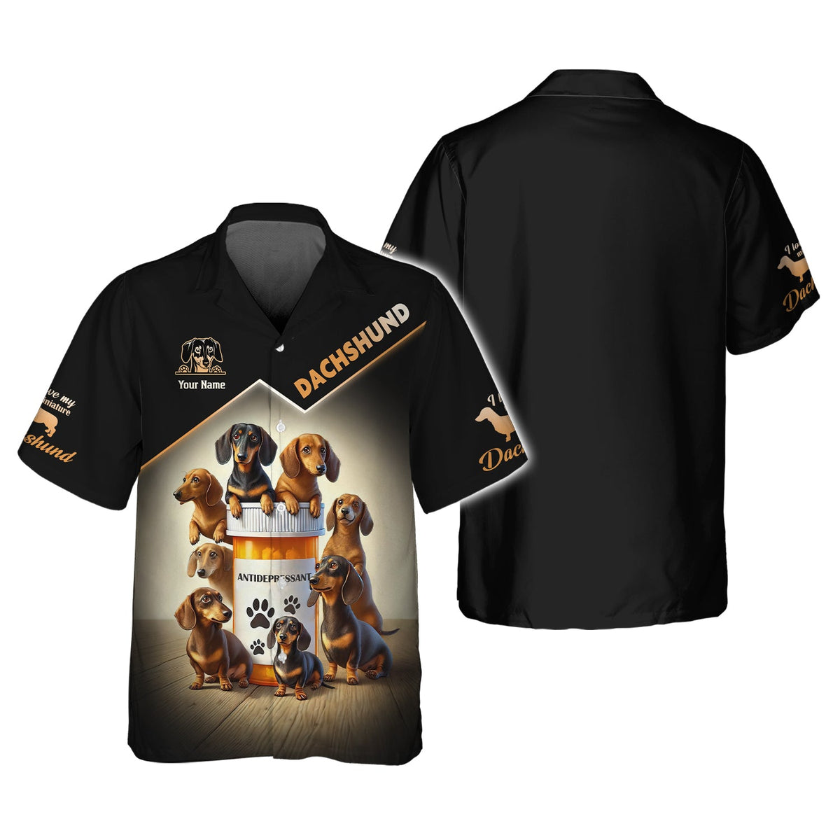 Blisscorners Dachshund Custom Name Shirt Antidepressant 3D T-Shirts Gift For Dog Lovers