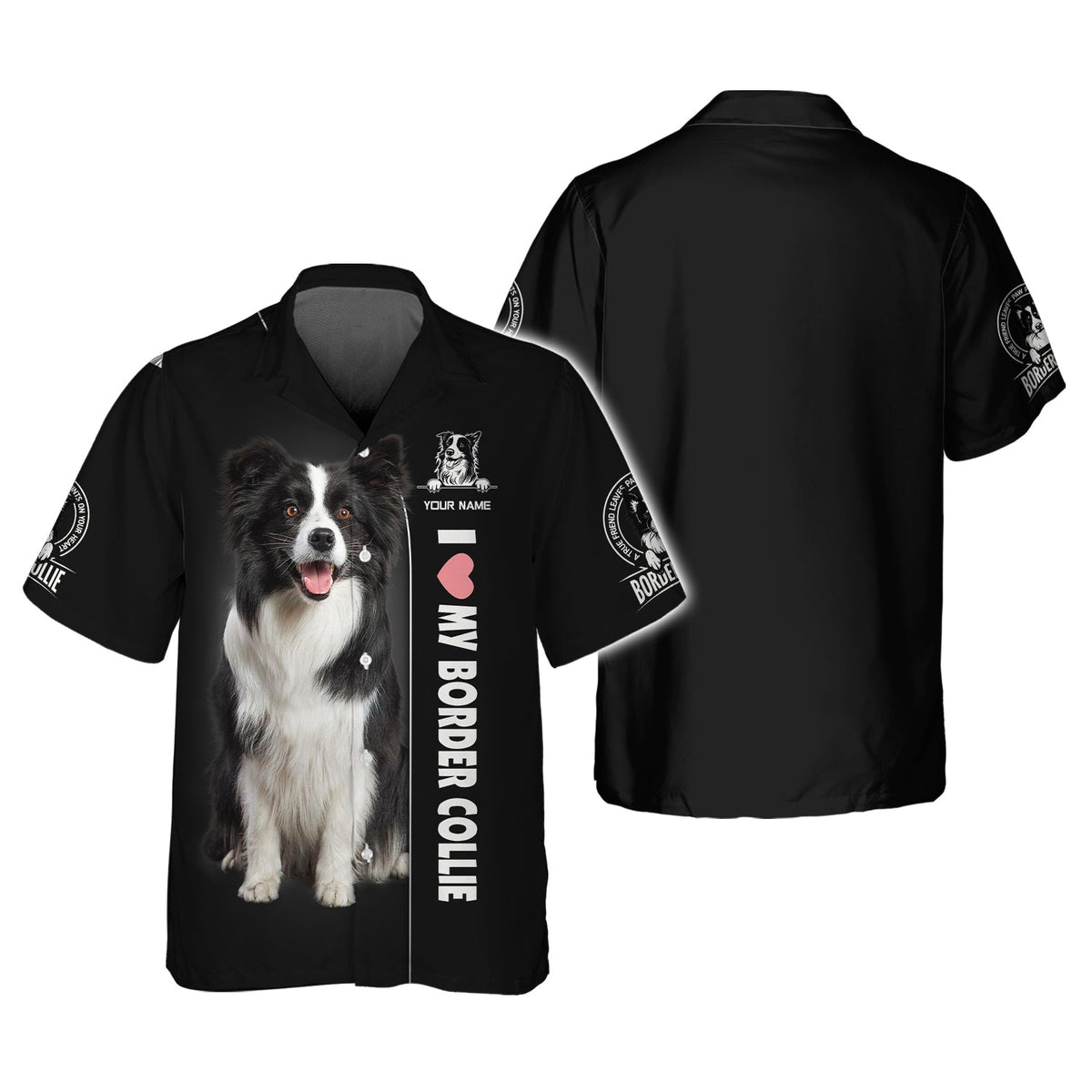Blisscorners Border Collie Custom Name Zipper Hoodie Gif For Dog Lover 3D Shirts