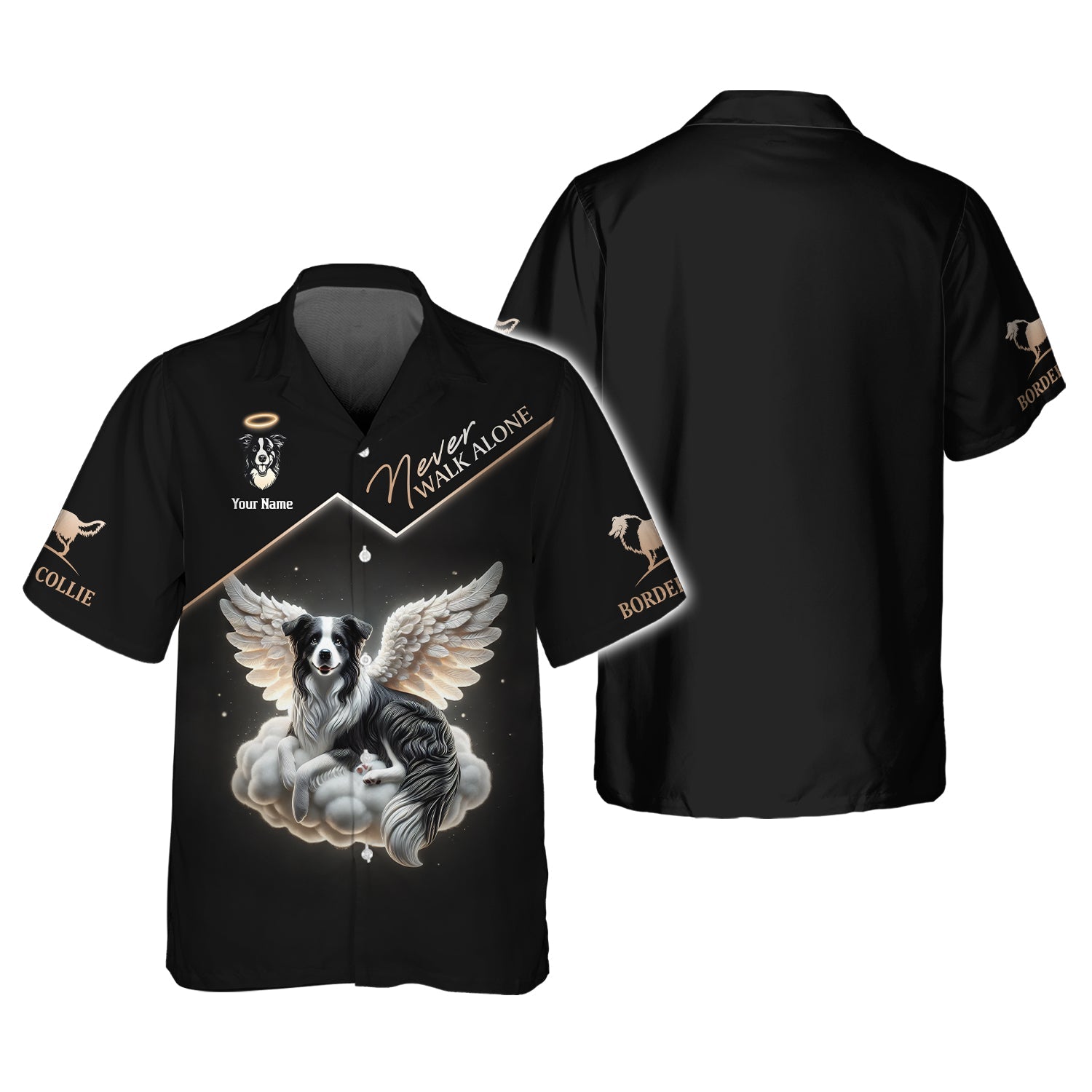 Blisscorners Custom Border Collie Angel T-Shirt Never Walk Alone Gift For Dog Lovers