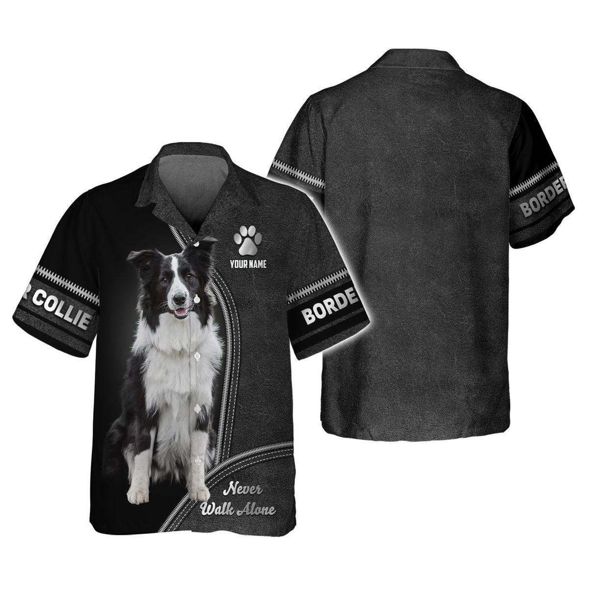 Blisscorners Border Collie Never Walk Alone Custom T-Shirts Border Collie 3D Shirt Gift For Dog Lover