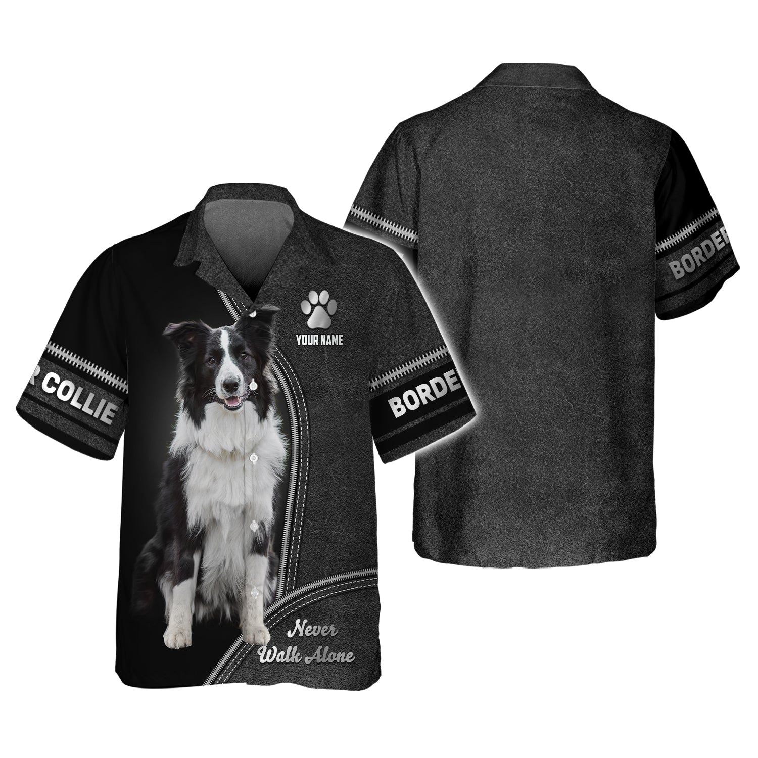 Blisscorners Border Collie Never Walk Alone Custom T-Shirts Border Collie 3D Shirt Gift For Dog Lover