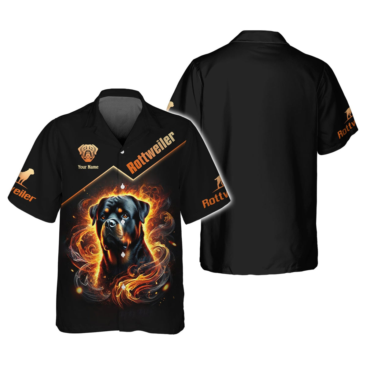 Blisscorners Rottweiler With Fire Custom 3D Shirt Gift For Dog Lovers