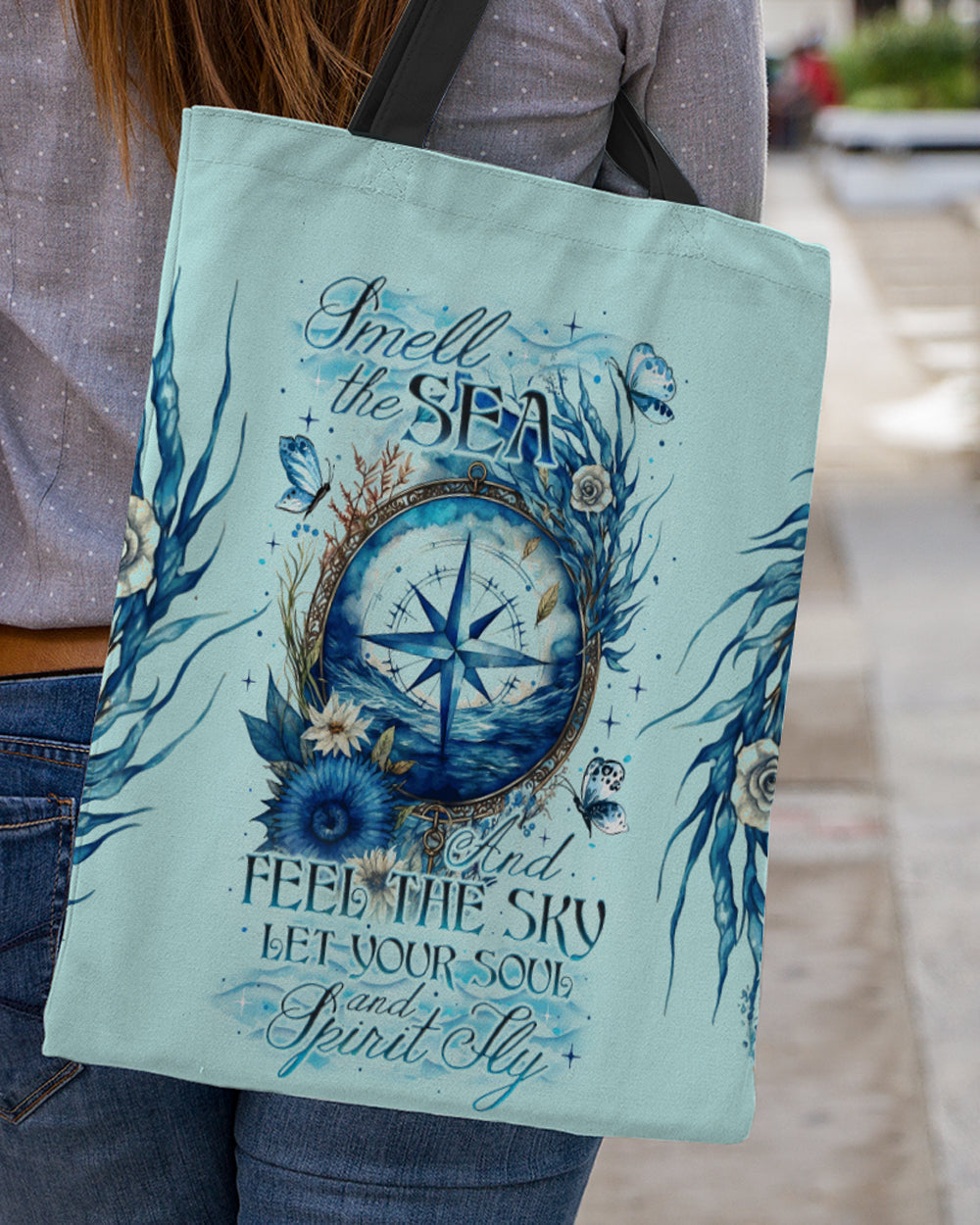BLISSCORNERS SMELL THE SEA AND FEEL THE SKY TOTE BAG