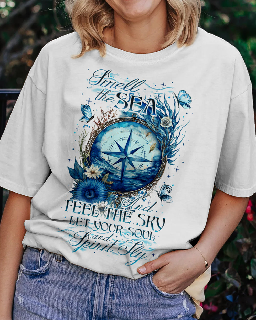 BLISSCORNERS SMELL THE SEA AND FEEL THE SKY COTTON SHIRT