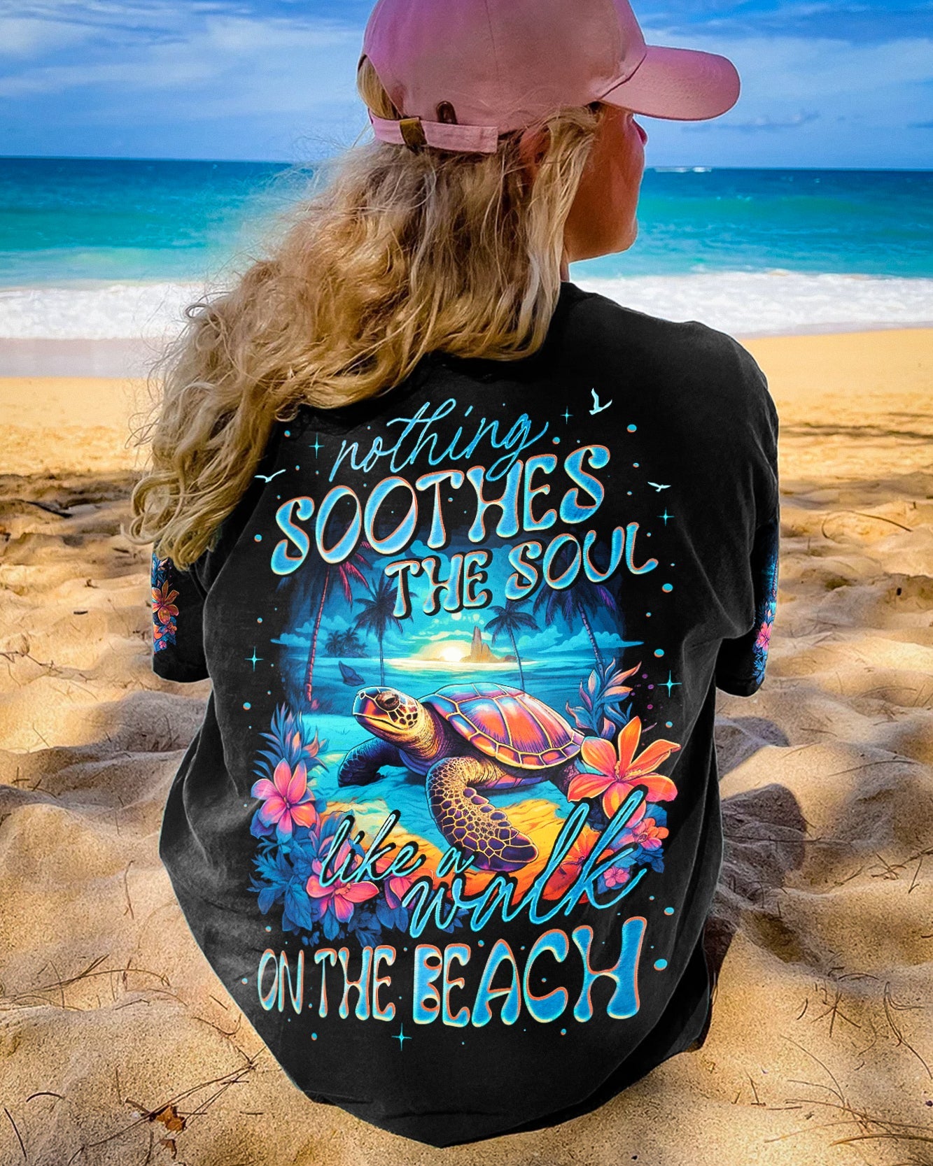 BLISSCORNERS WALK ON THE BEACH TURTLE ALL OVER PRINT