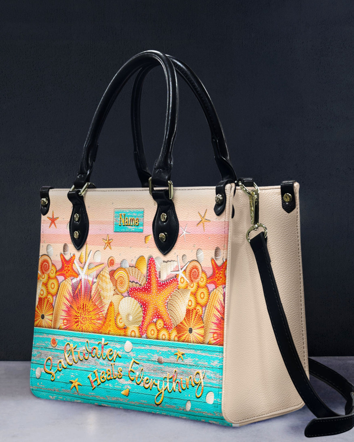 BLISSCORNERS SALTWATER HEALS EVERYTHING LEATHER HANDBAG
