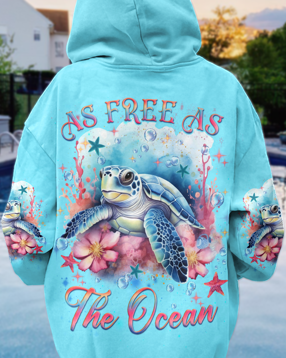 BLISSCORNERS AS FREE AS THE OCEAN TURTLE ALL OVER PRINT