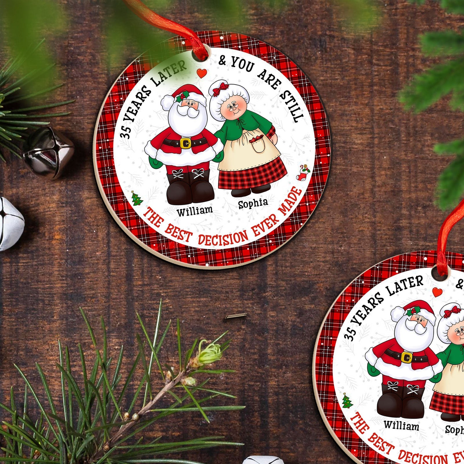 Blisscorners The Best Decision I Ever Made - Personalized Custom Shaped Wooden Ornament - Gift For family, Couple Gift2D Flat LM2111