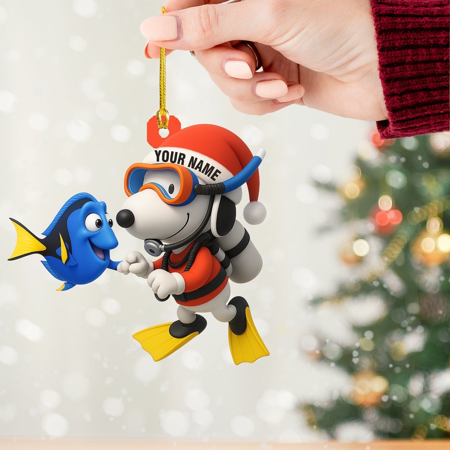 Blisscorners Christmas Diving Home Decor, Christmas Ornament, Personalized Ornament2D Flat LM2111