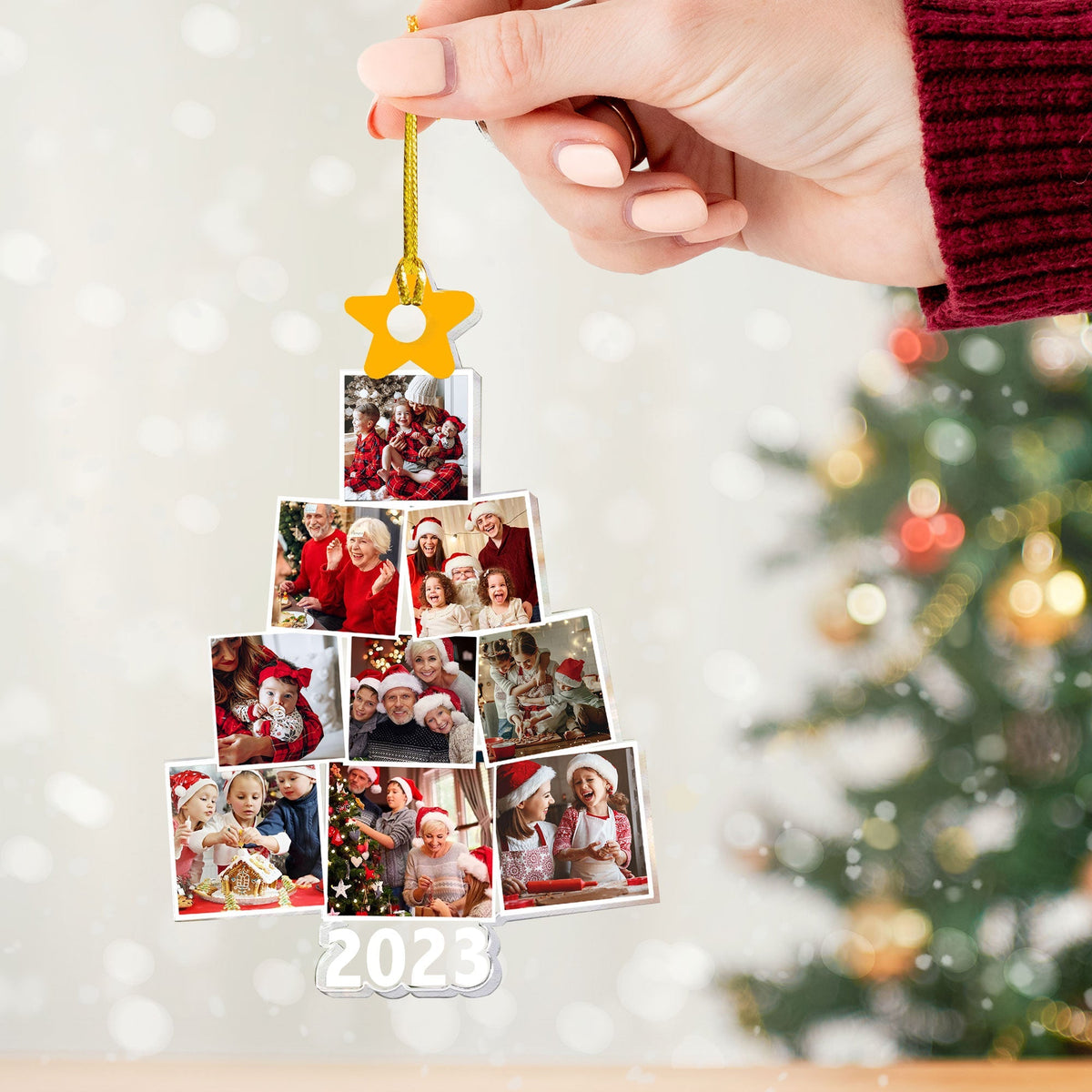 Blisscorners Custom Photo And Name, Personalized Acrylic Ornament - Christmas Family - Christmas Gift For Family2D Flat LM2111