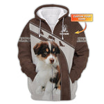 Blisscorners 3D Full Print Australian Shepherd Zipper Hoodie Personalized Name Gift For Dog Lovers