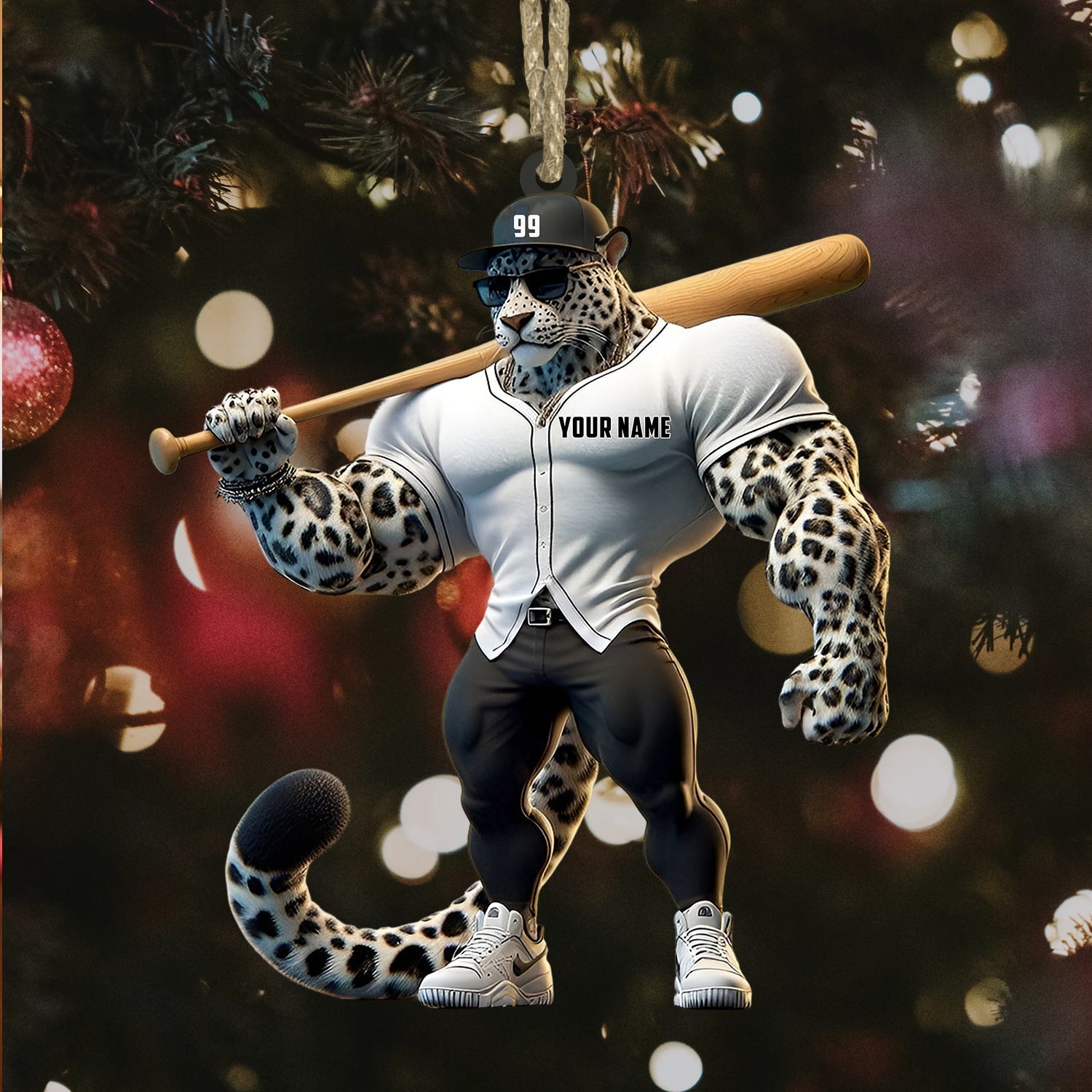 Blisscorners Baseball Leopard Christmas Ornament, Personalized Ornament2D Flat LM2211