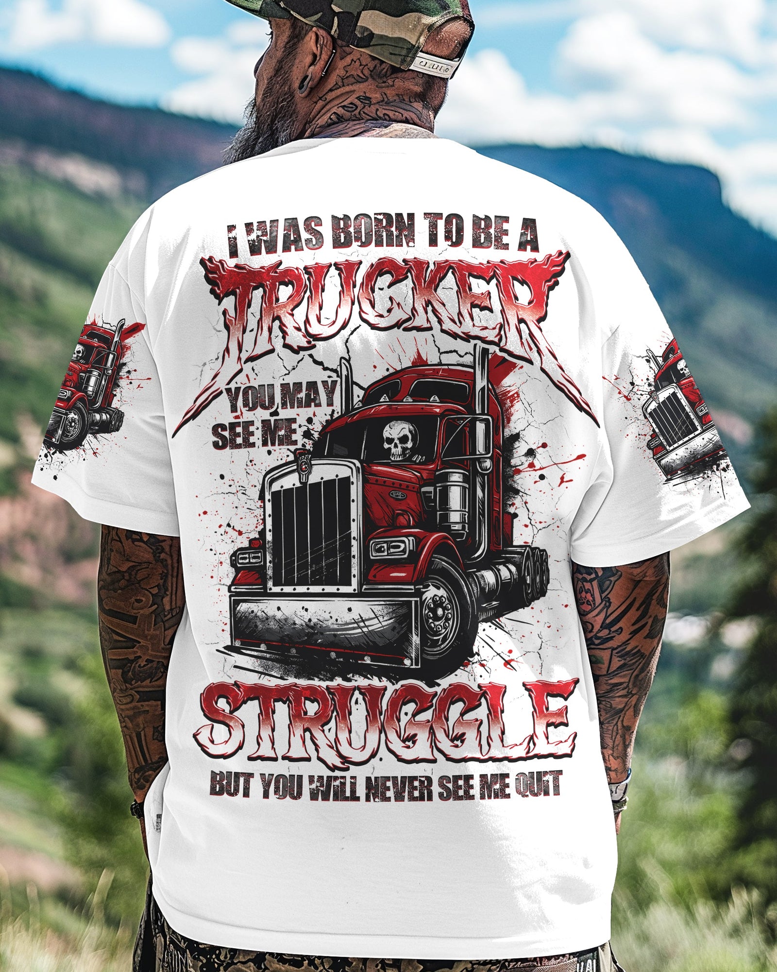 BLISSCORNERS OLD TRUCKERS NEVER DIE SKULL ALL OVER PRINT