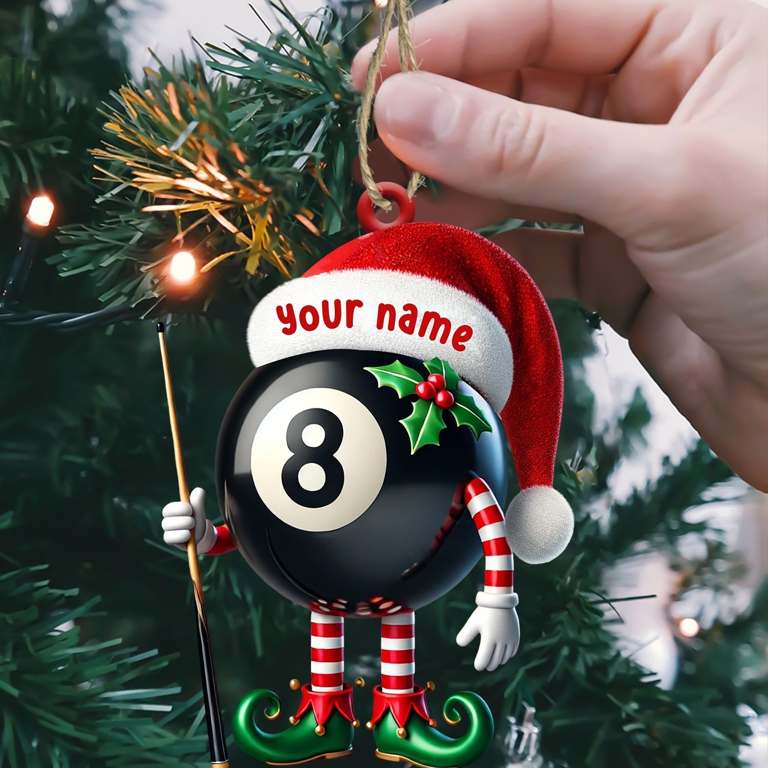 Blisscorners Billiard Santa Ball Christmas Ornament, Personalized Ornament2D Flat LM2211