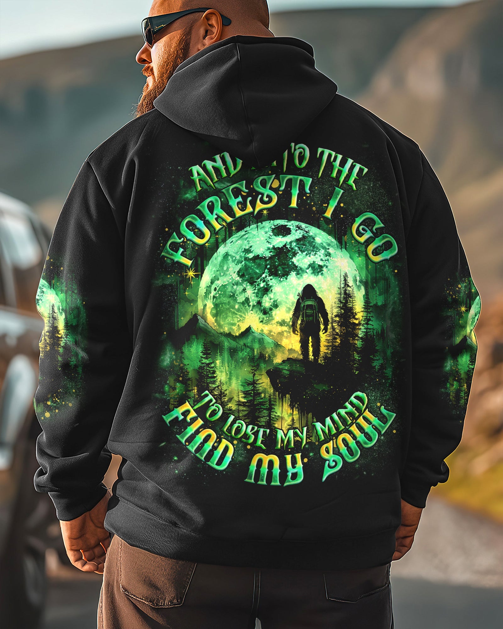 BLISSCORNERS AND INTO THE FOREST I GO BIGFOOT ALL OVER PRINT
