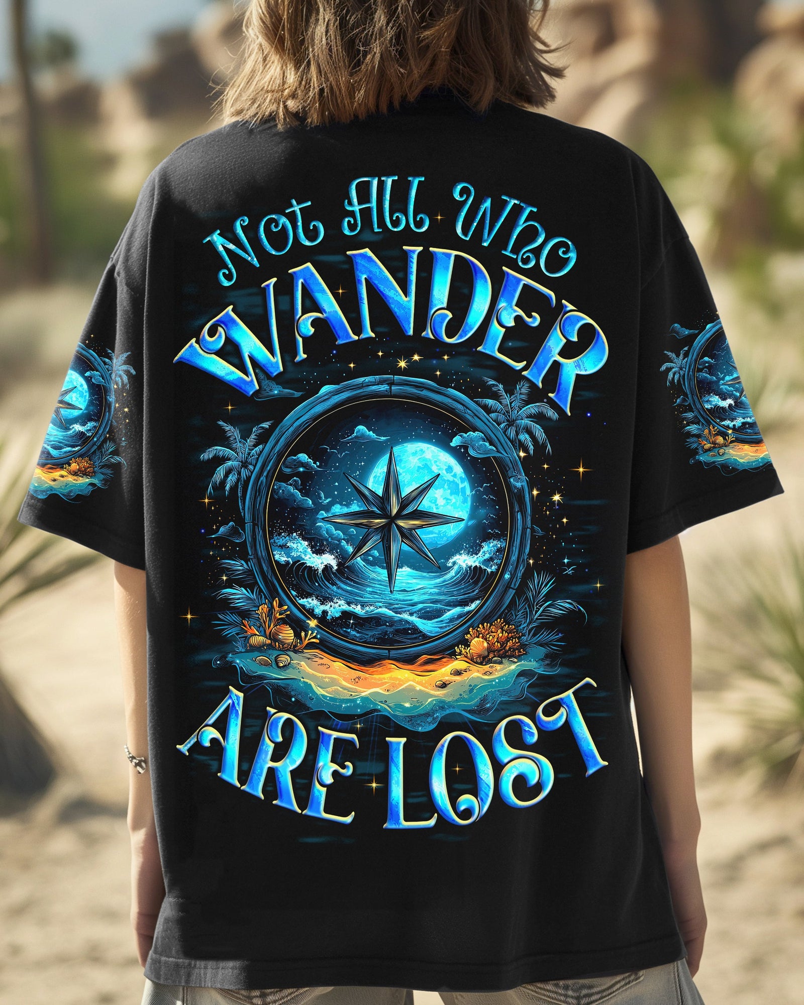 BLISSCORNERS NOT ALL WHO WANDER ARE LOST COMPASS ALL OVER PRINT