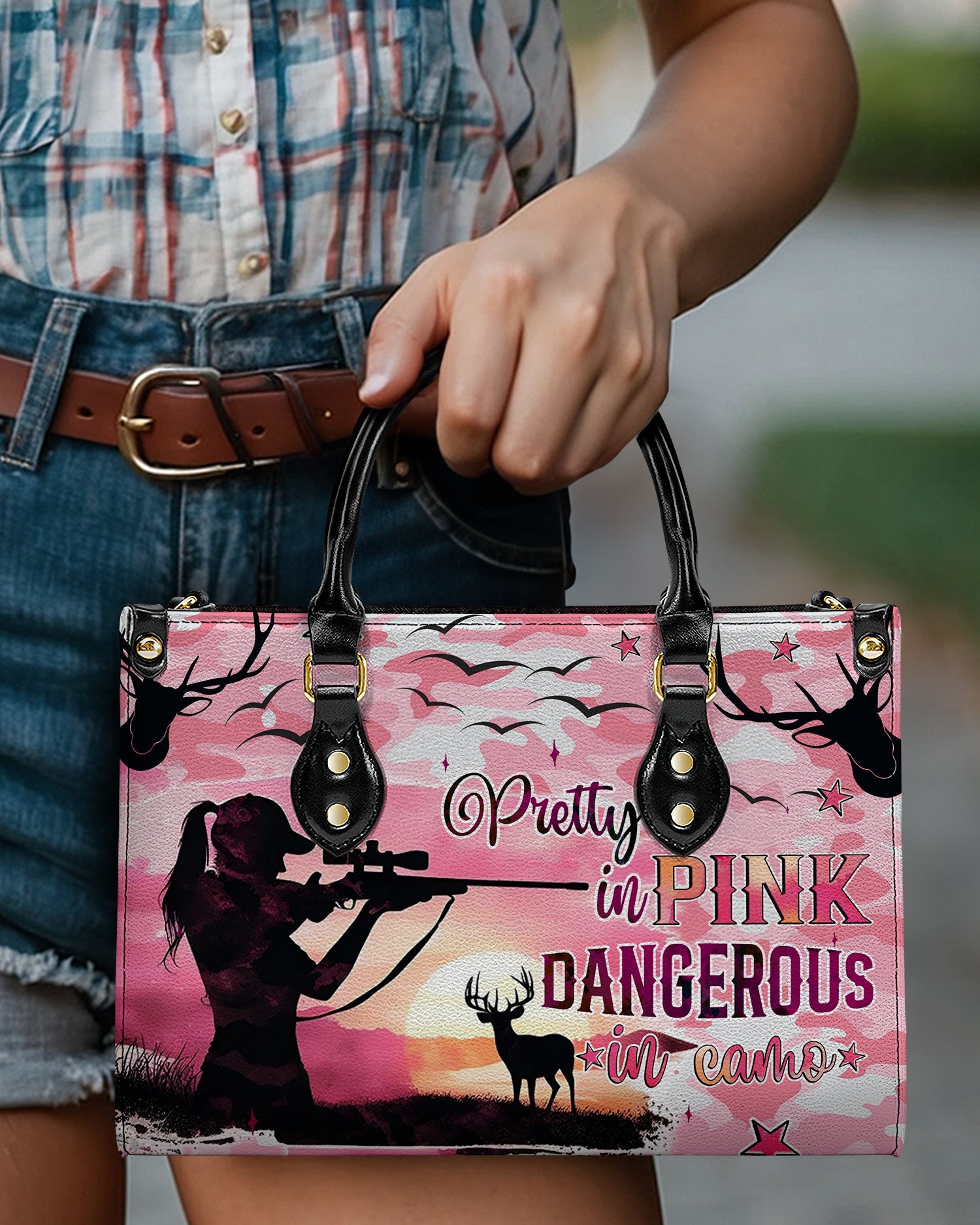 BLISSCORNERS PRETTY IN PINK HUNTING LEATHER HANDBAG