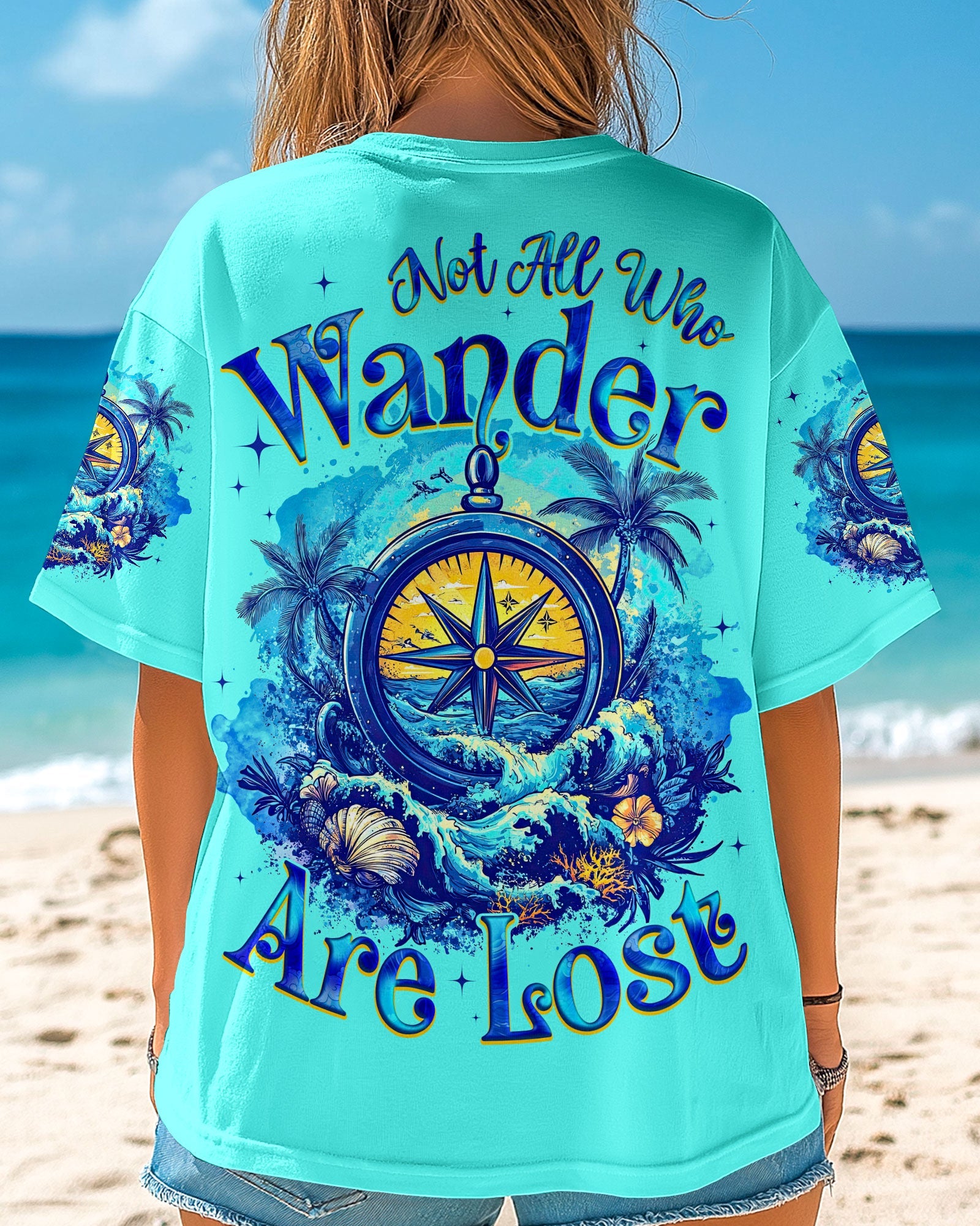 BLISSCORNERS NOT ALL WHO WANDER ARE LOST COMPASS ALL OVER PRINT