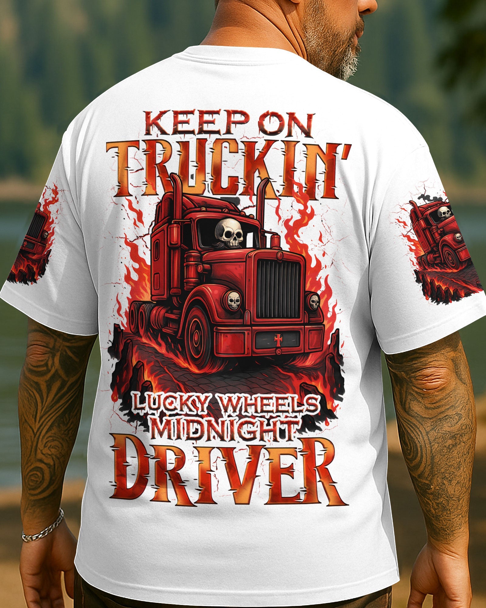 BLISSCORNERS BORN TO BURN TRUCKER SKULL ALL OVER PRINT