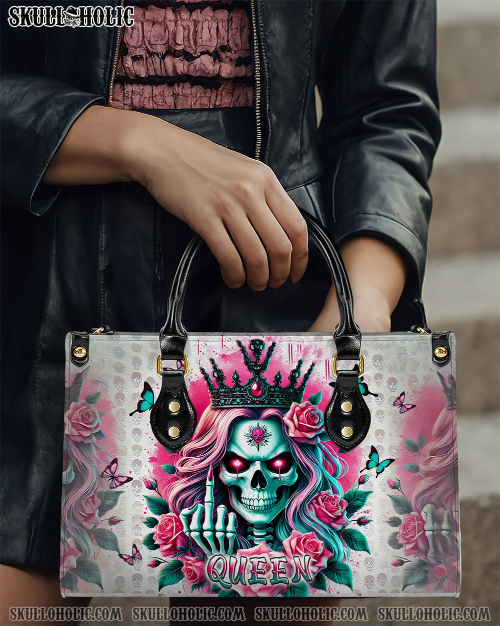 BLISSCORNERS SKULL QUEEN LEATHER HANDBAG