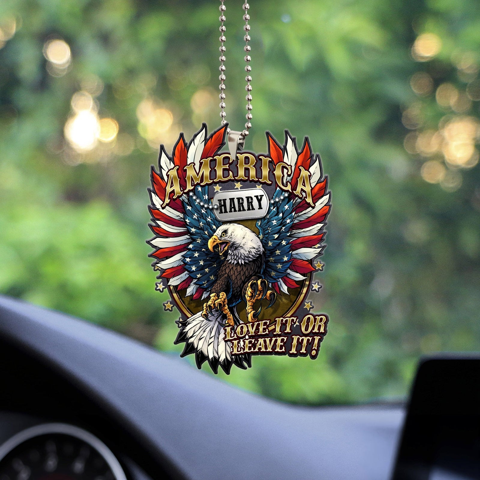 Blisscorners America Love It Or Leave It, Custom Name, Personalized Car Acrylic Ornament2D Flat LM2111