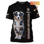 Blisscorners Australian Shepherd Puppy Custom Name 3D Shirt Gift For Dog Lovers