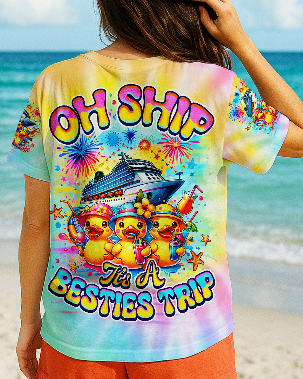 BLISSCORNERS OH SHIP IT'S A BESTIES TRIP CRUISE DUCK ALL OVER PRINT