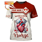 Blisscorners Nurse Custom T-Shirts Keep Calm I'm A Nurse 3D Full Print 3D Shirt Gift For Nurse Lovers