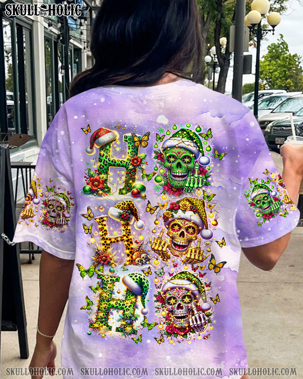 BLISSCORNERS HO HO HO SUGAR SKULL CHRISTMAS ALL OVER PRINT