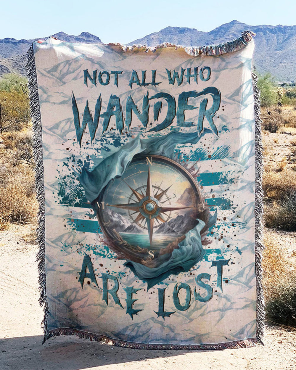 BLISSCORNERS NOT ALL WHO WANDER ARE LOST WOVEN AND FLEECE BLANKET