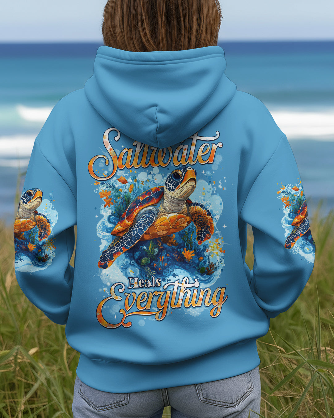 BLISSCORNERS SALTWATER HEALS EVERYTHING TURTLE ALL OVER PRINT