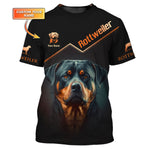 Blisscorners 3D Full Print Brave Rottweiler T-Shirts Personalized Name Gift For Rottweiler Lovers